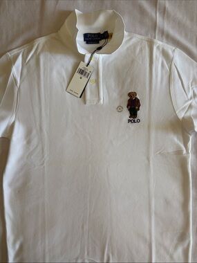 Polo by Ralph Lauren White Polo Bear Embroidered Polo Shirt